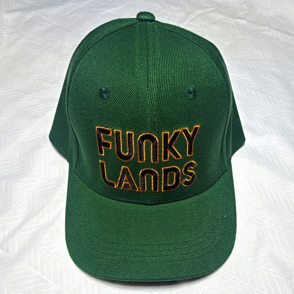 Green "FUNKY LANDS" Embroidered Adjustable Strapback Baseball Cap Men One Size